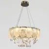 Сучасна підвісна Led люстра до 25м² кришталева з рельєфним скляним декором 113 Вт, золота (005/600GD)