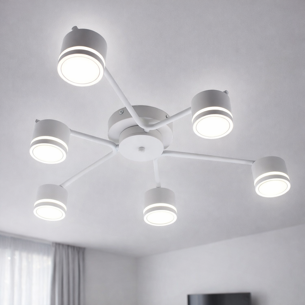 Потолочная люстра до 18м² на 6 плафонов белая GELA 6R WHITE