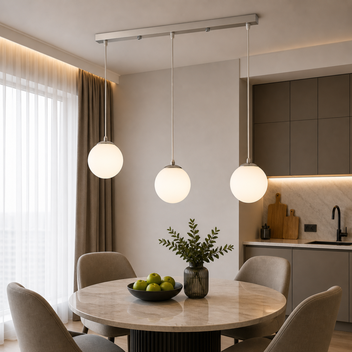 Люстра підвісна на 3 плафони, хром та біла перлина  Perla Vetro (756PR150F-3 CR+WH)