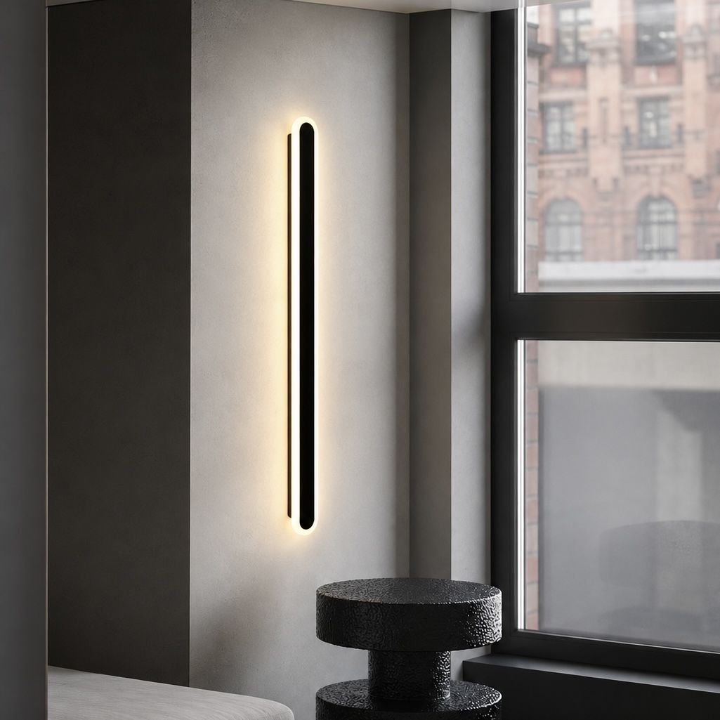 Довге лінійне настінне Led бра 80 смчорного кольору  20W Minimalism Line Black (6334/80BK)