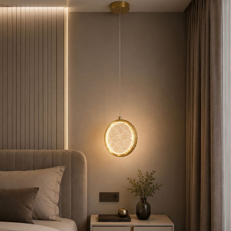 Золотистий LED підвіс 7W з ефектом бульбашок (2019/1GD)