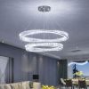 Елітна підвісна LED люстра на 2 кільця 80+60 см кришталь у сріблі Crystal Ring (P625/800+600CH)