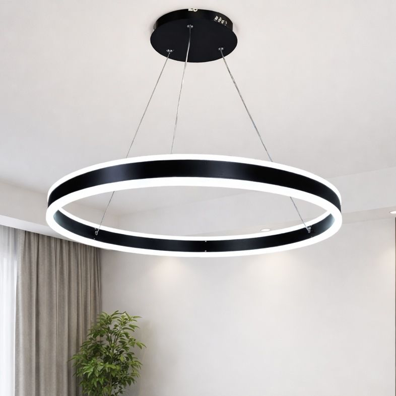 Підвісна Led люстра до 18м² чорне кільце 60 см (2337/60BK)