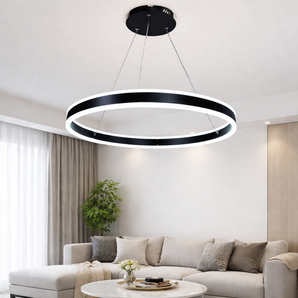 Підвісна Led люстра до 18м² чорне кільце 60 см (2337/60BK)