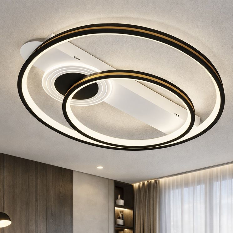 Сучасна кругла Led люстра до 15м² біло чорного коляру (MX2247/2WH+BK)