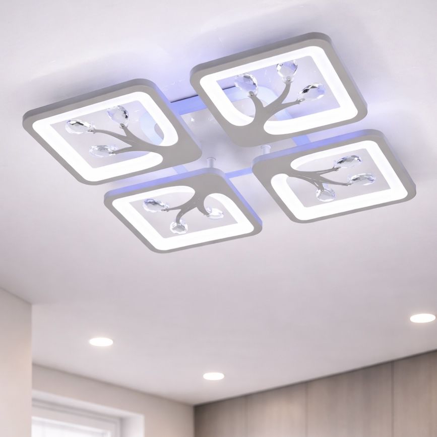 Світлодіодна LED люстра  до 15 м² з пультом керування 85W (S8157/4WH LED 3color)