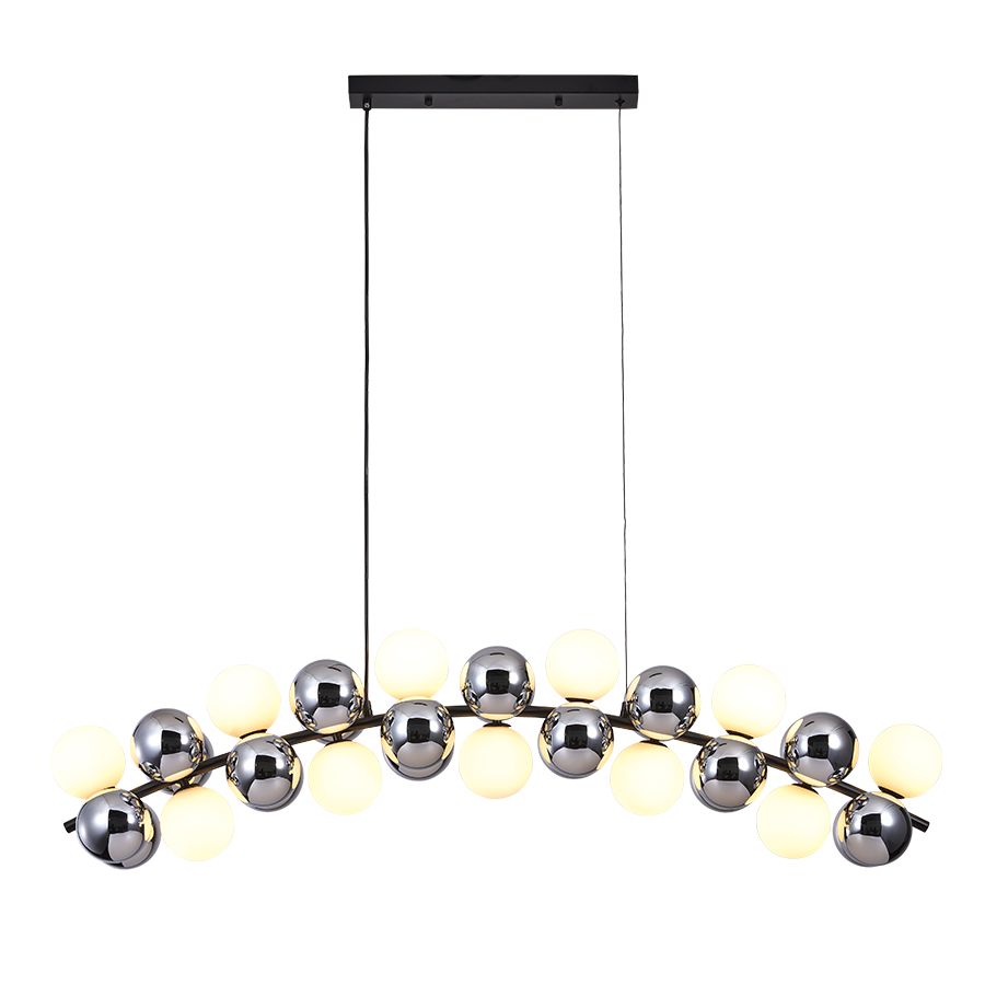 Чорна металева LED люстра з 11 скляними плафонами (788CH68120-11)
