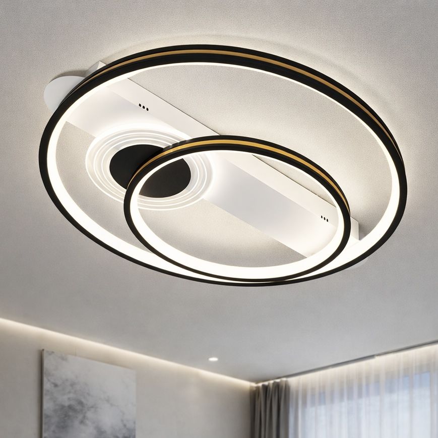 Сучасна кругла Led люстра до 15м² біло чорного коляру (MX2247/2WH+BK)