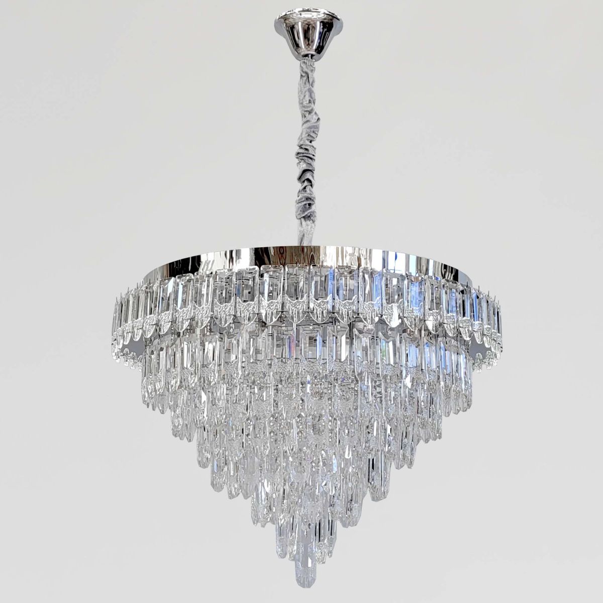 Кришталева каскадна люстра LED 100W + 8xE14 з пультом та димером Crystal Symphony Smart