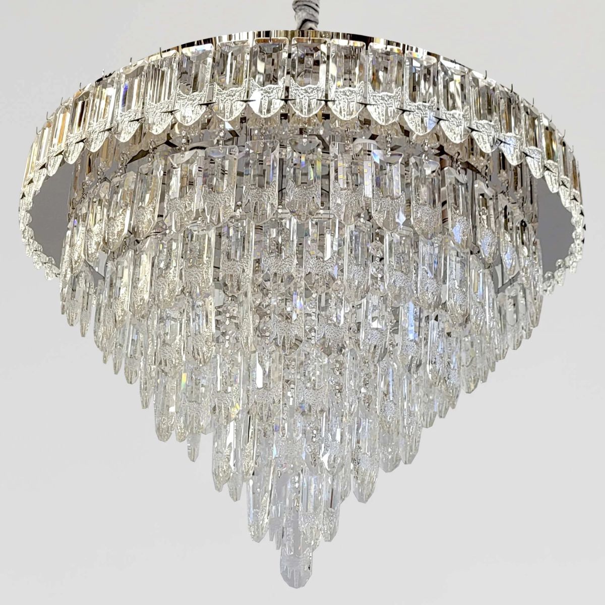 Кришталева каскадна люстра 80см LED 100W + 12xE14 з пультом Crystal Symphony Smart