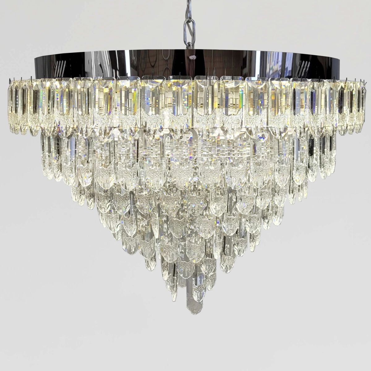 Кришталева каскадна люстра LED 100W + 8xE14 з пультом та димером Crystal Symphony Smart