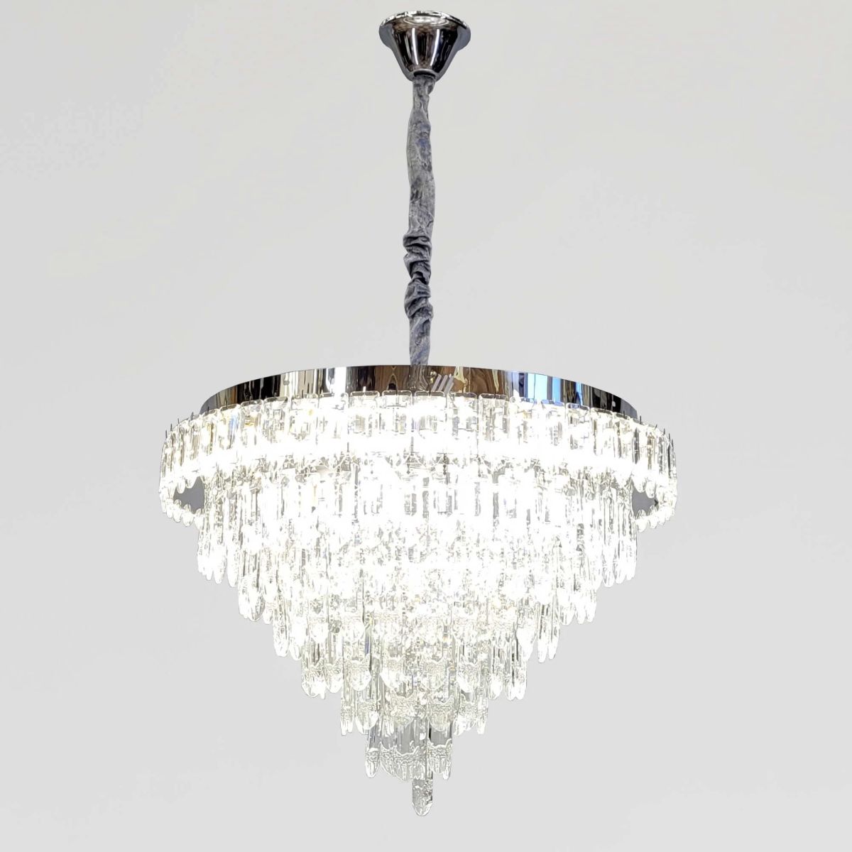 Кришталева каскадна люстра 80см LED 100W + 12xE14 з пультом Crystal Symphony Smart