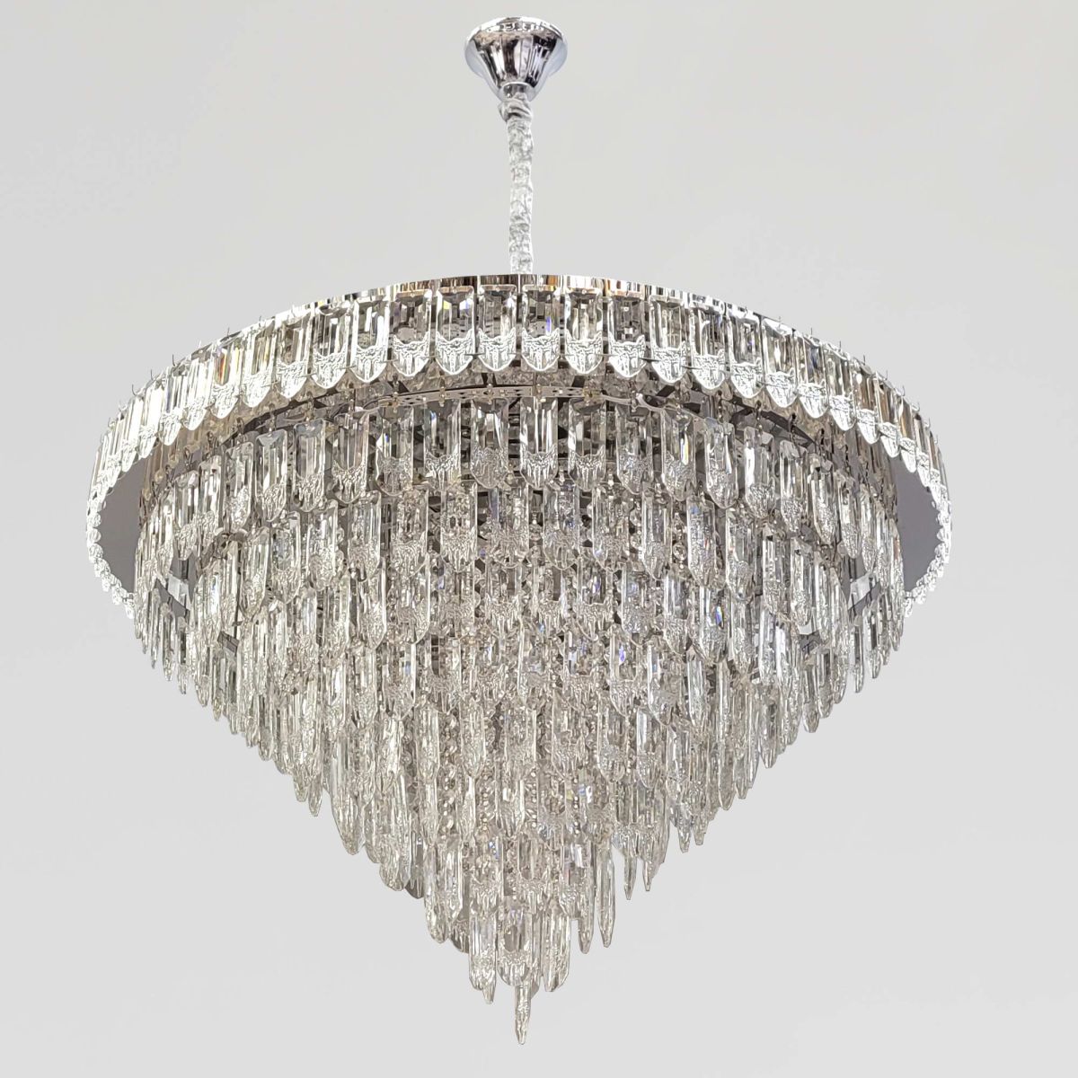 Кришталева каскадна люстра 80см LED 100W + 12xE14 з пультом Crystal Symphony Smart