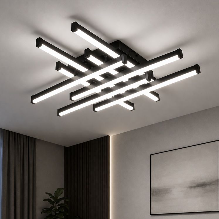 Світлодіодна Led люстра до 20м² чорного кольору 100 Wt без пульта Мегаполіс Black