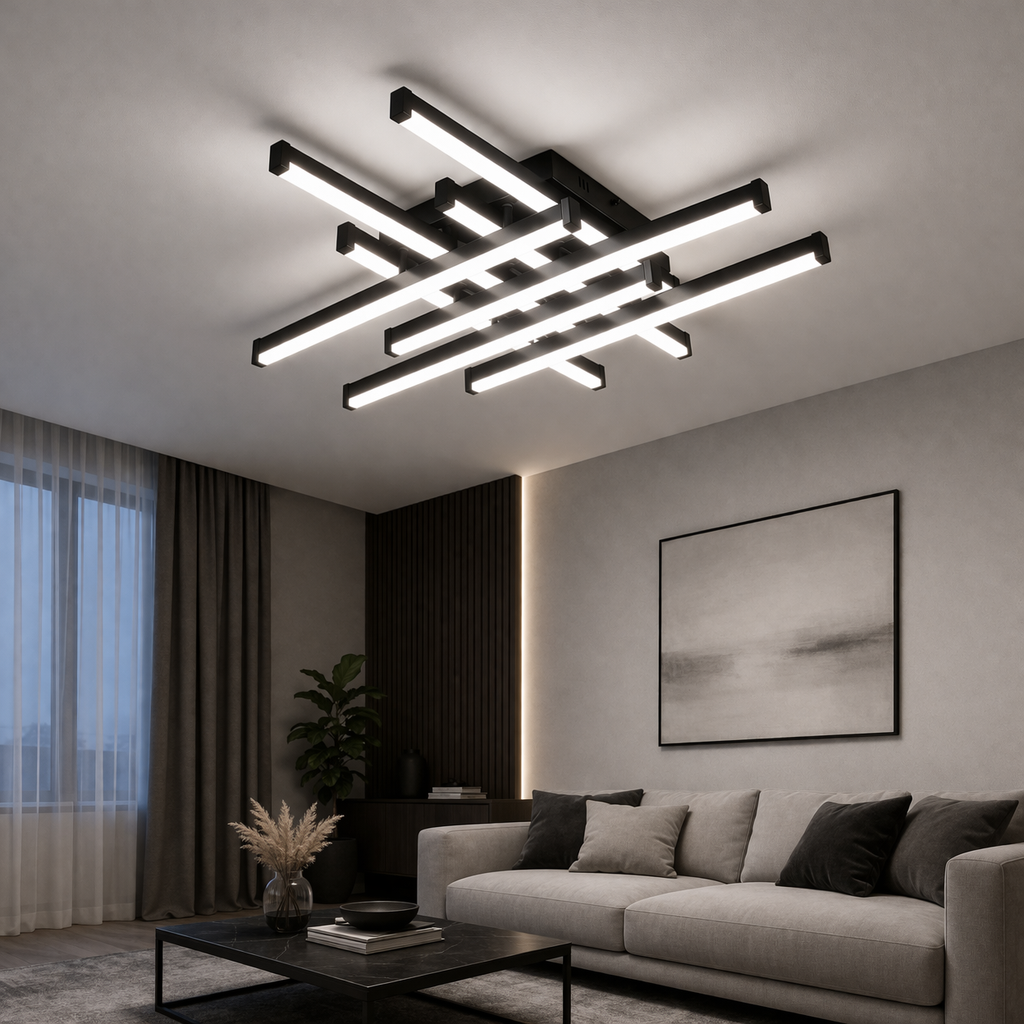 Світлодіодна Led люстра до 20м² чорного кольору 100 Wt без пульта Мегаполіс Black