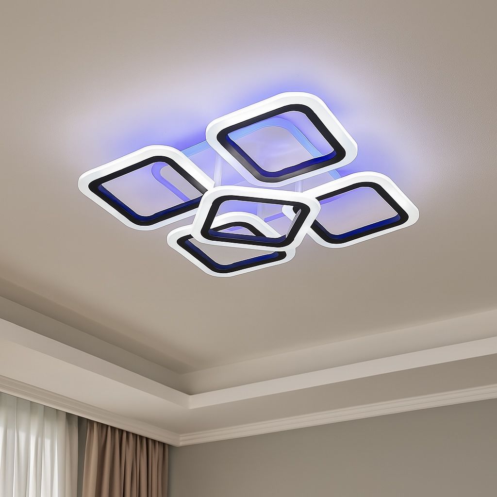 LED-люстра до 18м² світлодіодна 90 Вт з пультом керування (1136/4+1 BK)