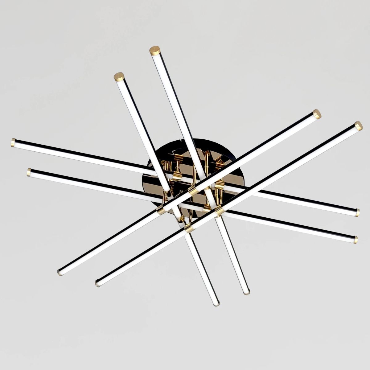 Сучасна  стельова LED люстра до 30м² у футуристичному стилі 149W (W178/6-1000 BK+GD)