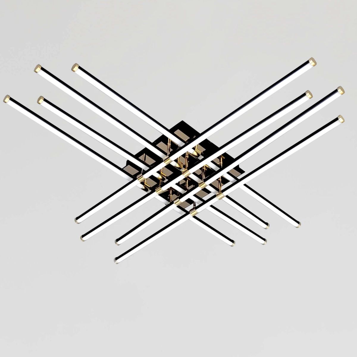 Потужна дизайнерська LED люстра до 35м² чорна з золотим  108*108 см 191W (W182/8-1000 BK+GD)