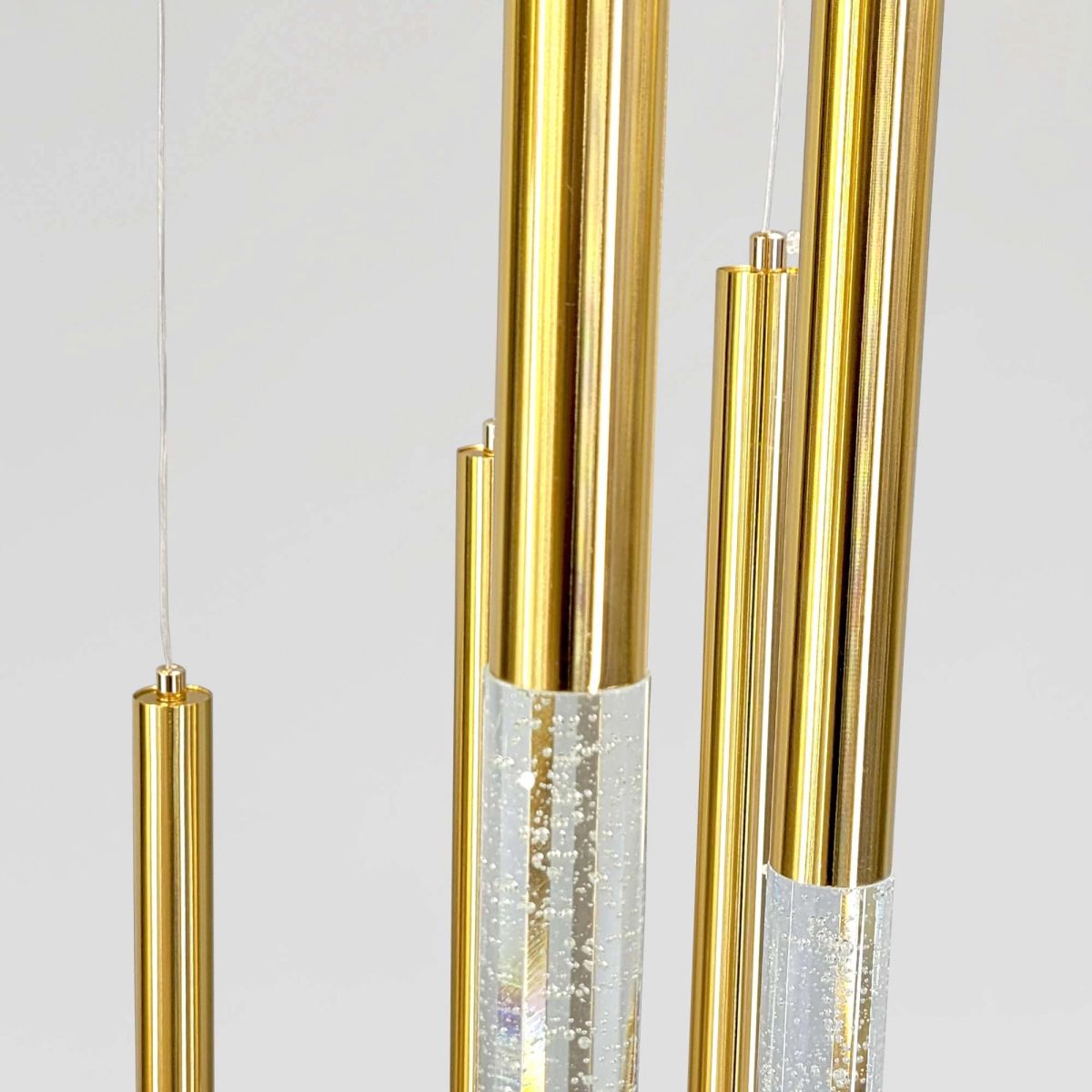 Світлодіодна каскадна Led люстра водоспад Golden Dew на 10 підвісів в золотому кольорі