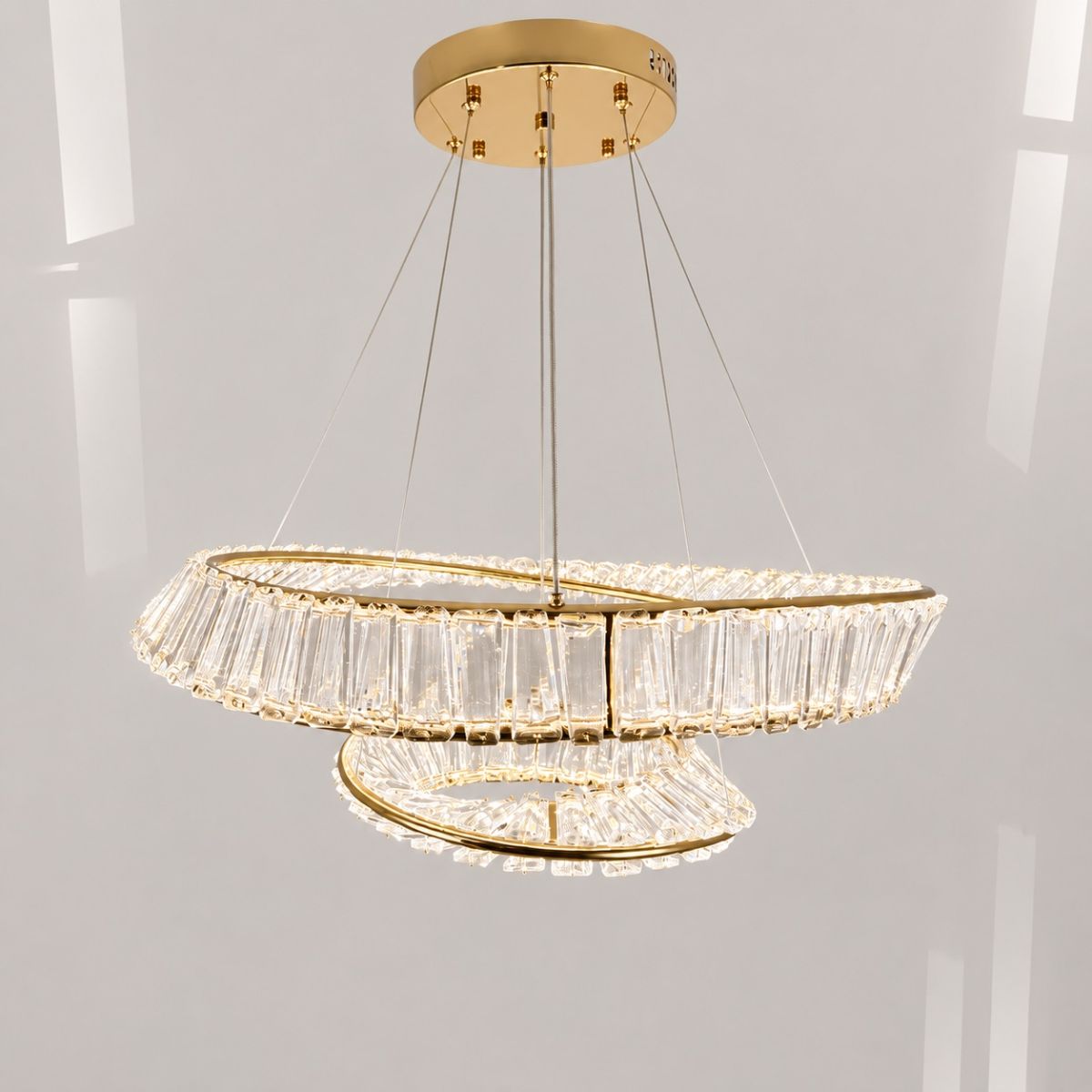 Кришталева LED-люстра 2 кільця Viscount (D8801-350+600 FGD (190 Вт)