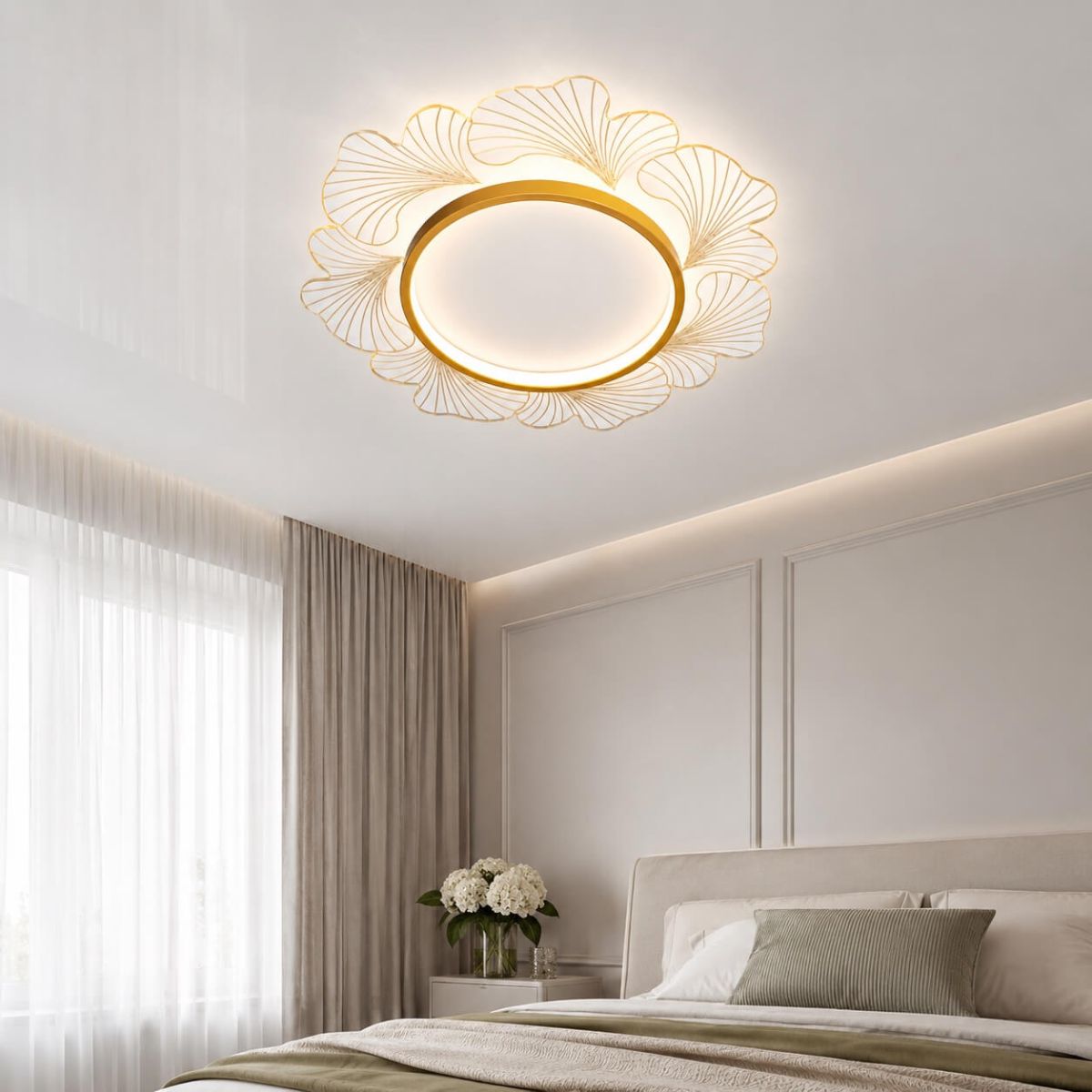 Світлодіодна Led люстра біла зі золотом з акриловим розсіювачем Floral Petal Smart (7871040)