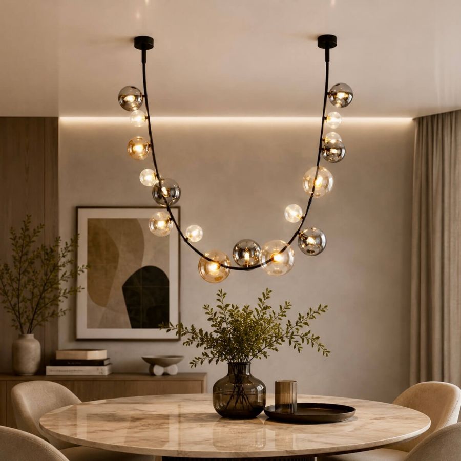Чорна дизайнерська LED люстра 118 см на 17 плафонів (788P68126A-17)