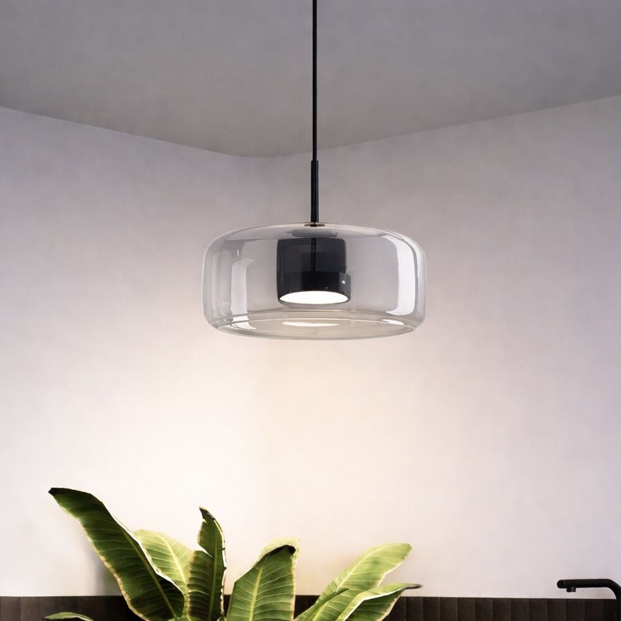 Світлодіодний підвісний Led світильник 9W "Art Glass Cylinder Clear"(909XL158-1 BK+CL)