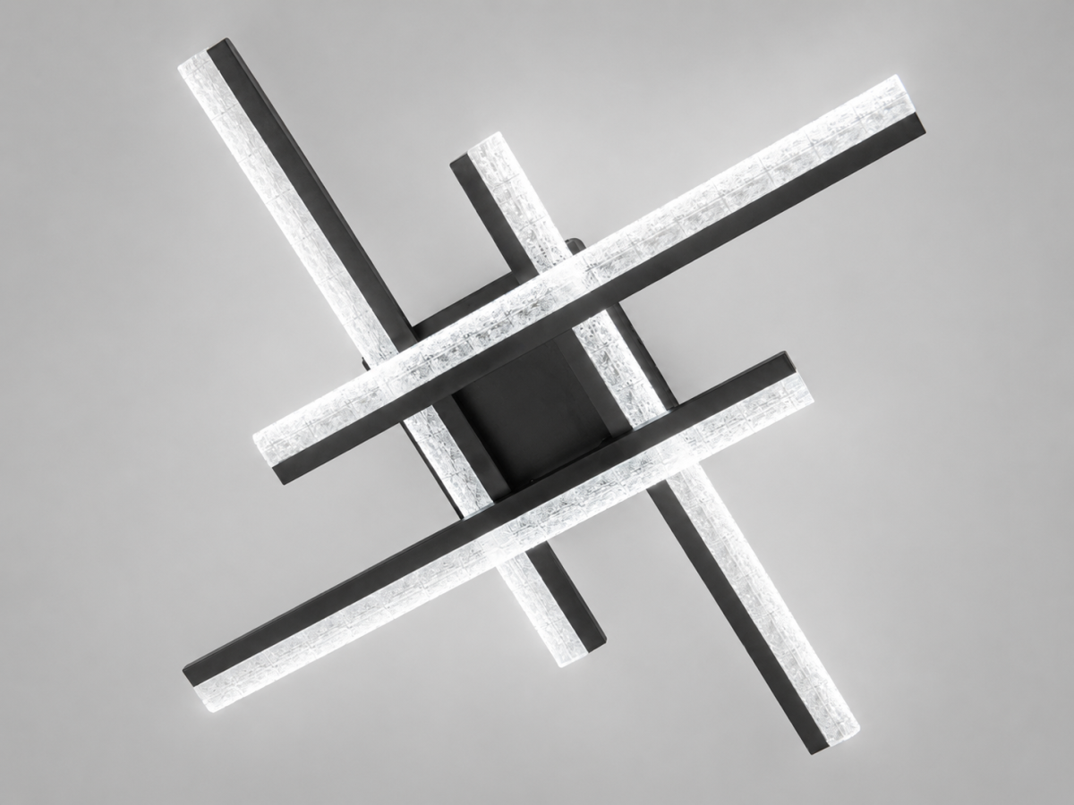 Стельова LED люстра чорна 80 см на 3 режими Matrix Crystal Black (MX3068-4BKc)