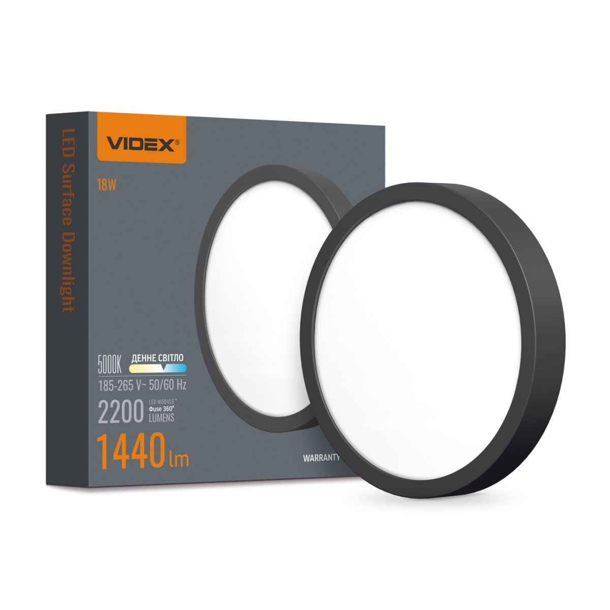 Круглий накладний LED-світильник 18W 5000K Чорного кольору VL-DLRS-185B) VIDEX