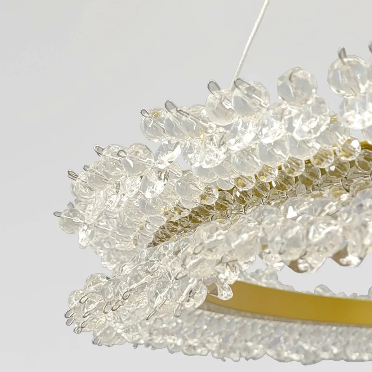Підвісна Led люстра до 18м² золота каблучка з камінням 80 см (2055/800GD)