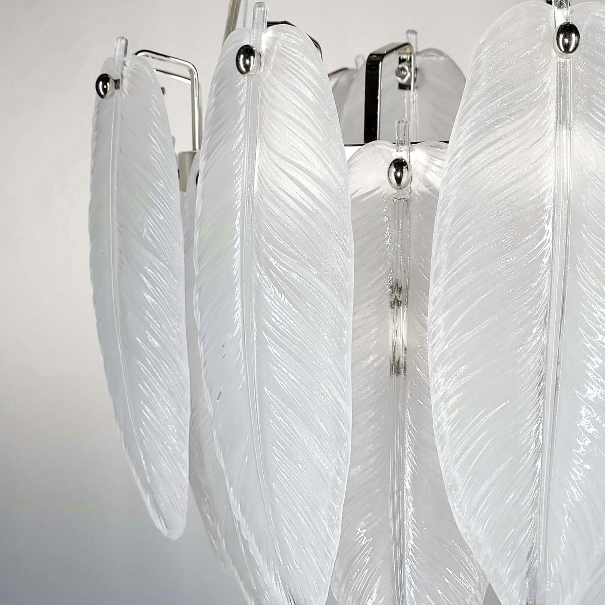 Підвісна скляна люстра «пелюстки» 40 см у хромованому кольорі на 5 ламп E14 (21824-400CH)