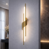 Дизайнерське настінне LED бра 10W бронзове перо 78 см (Bronze Stick Linear 2309AF76)