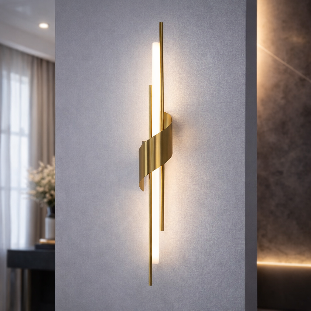 Дизайнерське настінне LED бра 10W бронзове перо 78 см (Bronze Stick Linear 2309AF76)