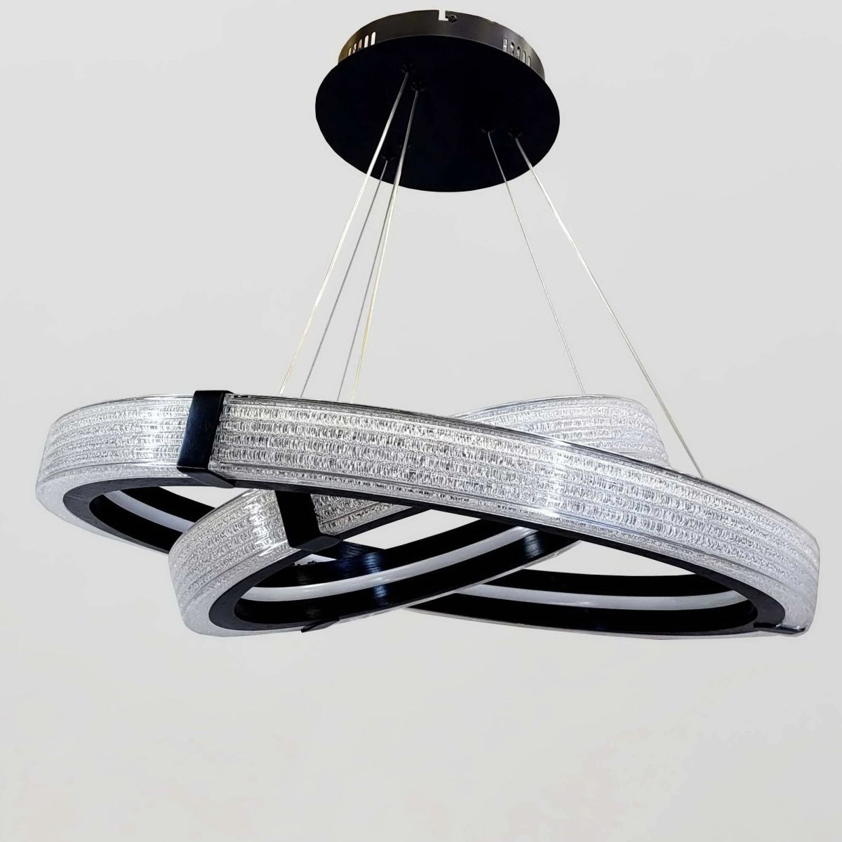 Сучасна двоярусна LED-люстра MB240118/60+40BK (Чорна, 60+40 см)