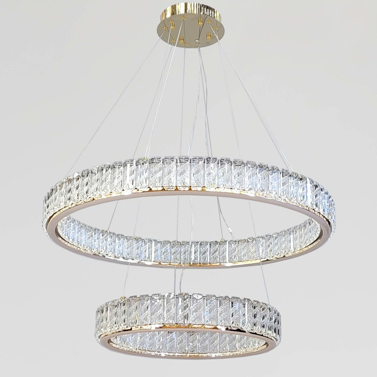 Кришталева Led люстра 2 кільця на 159 Wt кімнату до 30м² (24262/800+500GD)