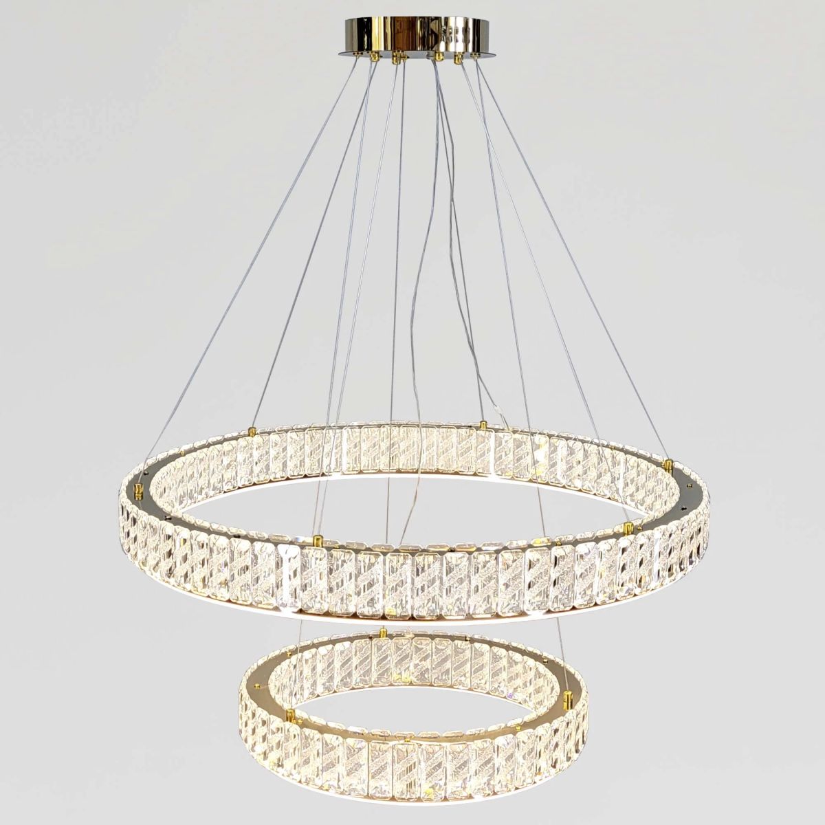 Кришталева Led люстра 2 кільця на 159 Wt кімнату до 30м² (24262/800+500GD)