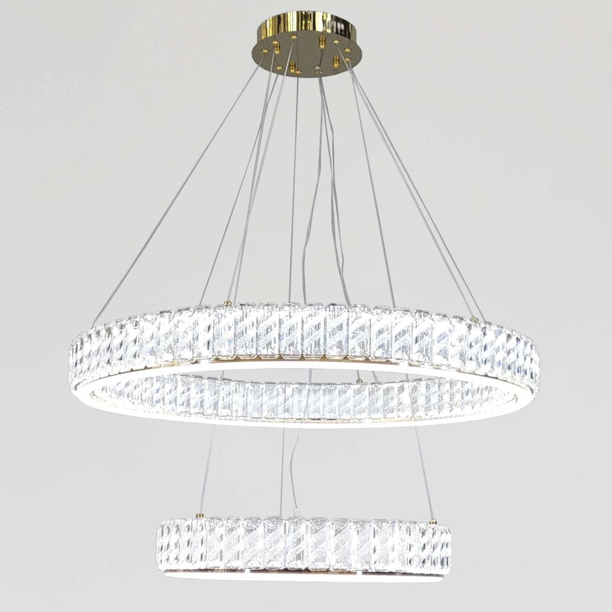 Кришталева Led люстра 2 кільця на 159 Wt кімнату до 30м² (24262/800+500GD)