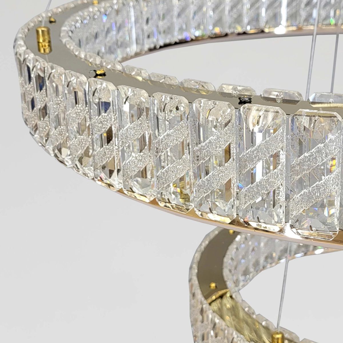 Кришталева Led люстра 2 кільця на 159 Wt кімнату до 30м² (24262/800+500GD)