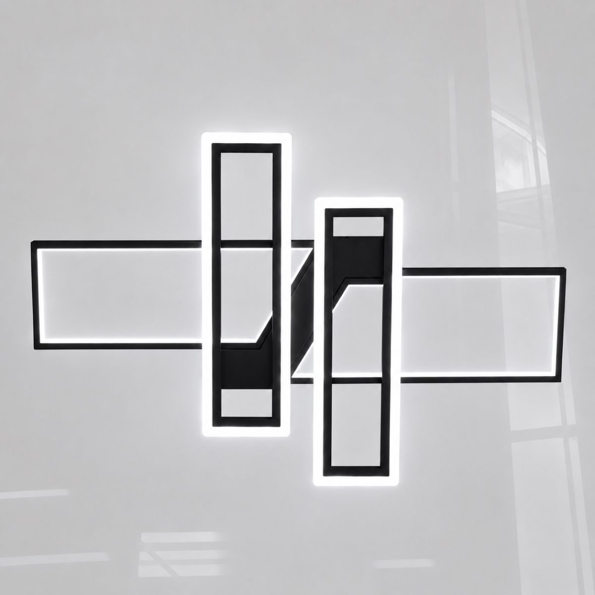 Світлодіодна Led люстра 144Wt до 25м² прямокутна форма чорна (Geometric Quad Black 1185/2+2 Bk)
