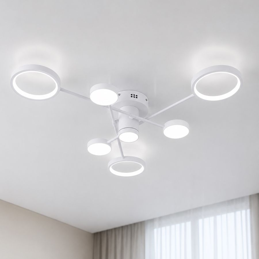 Біла світлодіодна Led люстра 118W з пультом керування до 18м²  (SY-16066/4+3 WH)