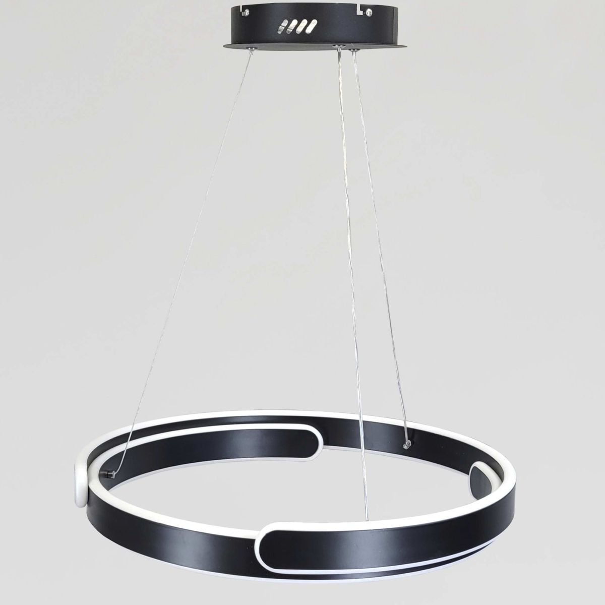 Підвісна LED люстра 50 см чорне кільце108 Wt "Orbital Black Ring" (2461/500+500BK)