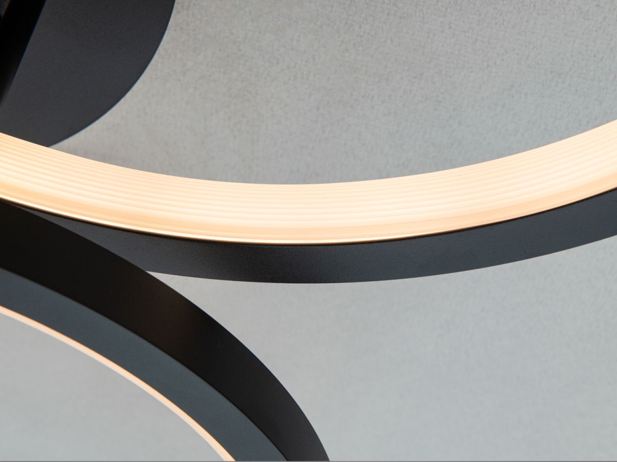 Стельова світлодіодна Led люстра до 18м² чорна люстра 84 Wt "Modern Triple Rings" (2556BK dimmer)
