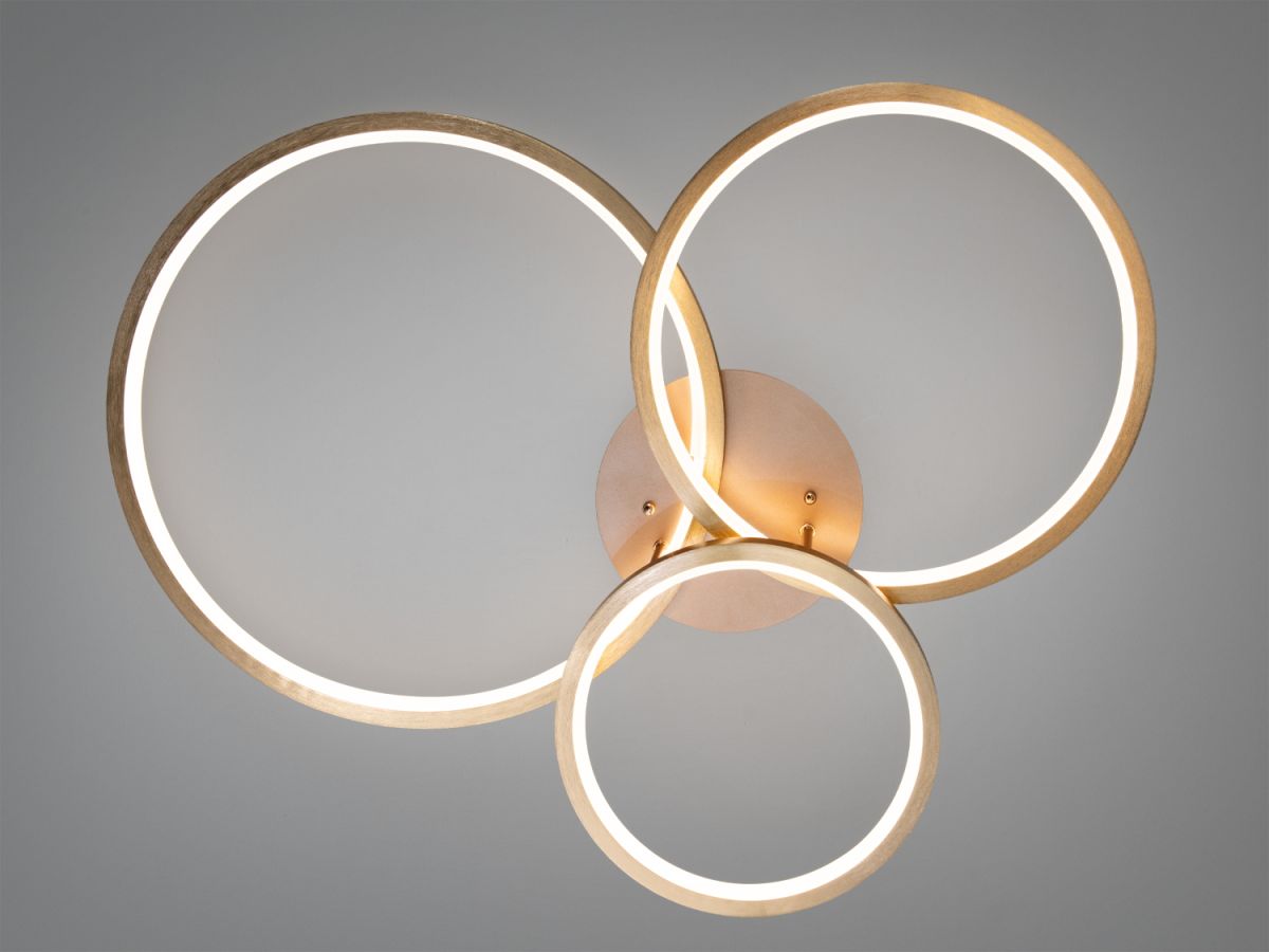 Стельова світлодіодна Led люстра до 18м² золотого коляру 84 Wt "Modern Triple Rings Gold" (2556G)