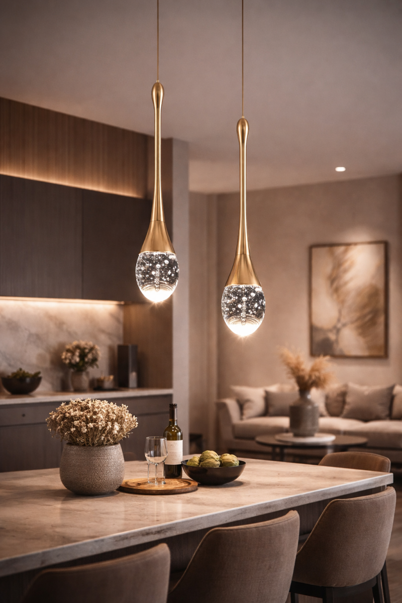 Підвісний світлодіодний Led світильник золота крапля (Crystal Drop Gold 2010/1GD)