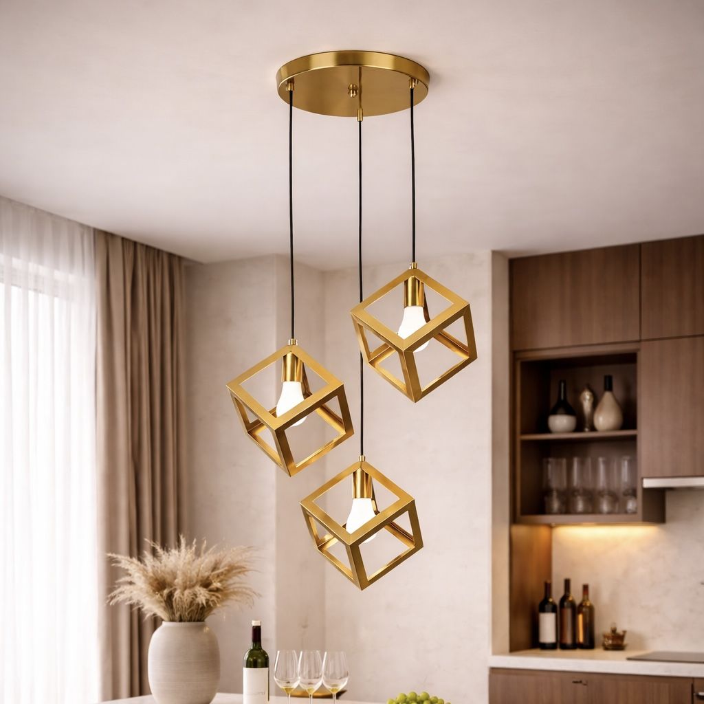 Підвісний світильник у стилі лофт 3хE27 в золотом корпусі Industrial Gold Cubes (756PR160F-3 BRZ)