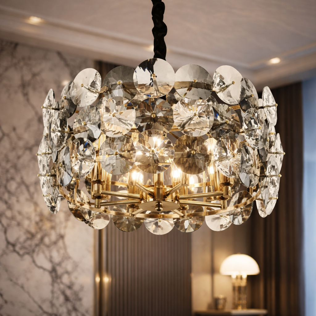 Підвісна кришталева люстра 60 см під лампу Е14 (Art-Deco Shimmer 7191/600)