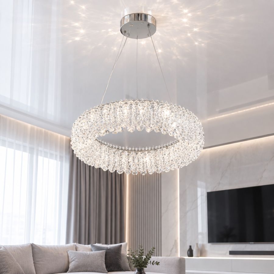 Сучасна підвісна LED-люстра 104 см у хромованому кольорі 75W (505/600CH)
