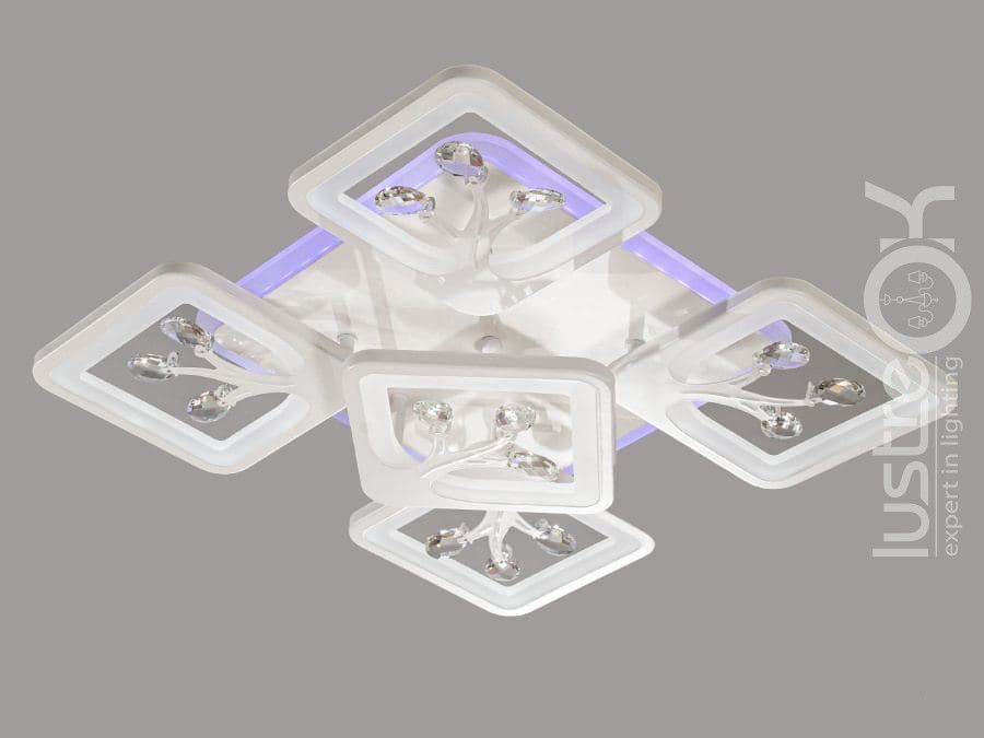 Світлодіодна LED люстра до 18 м²  з пультом 90W (S8157/4+1WH LED 3color)