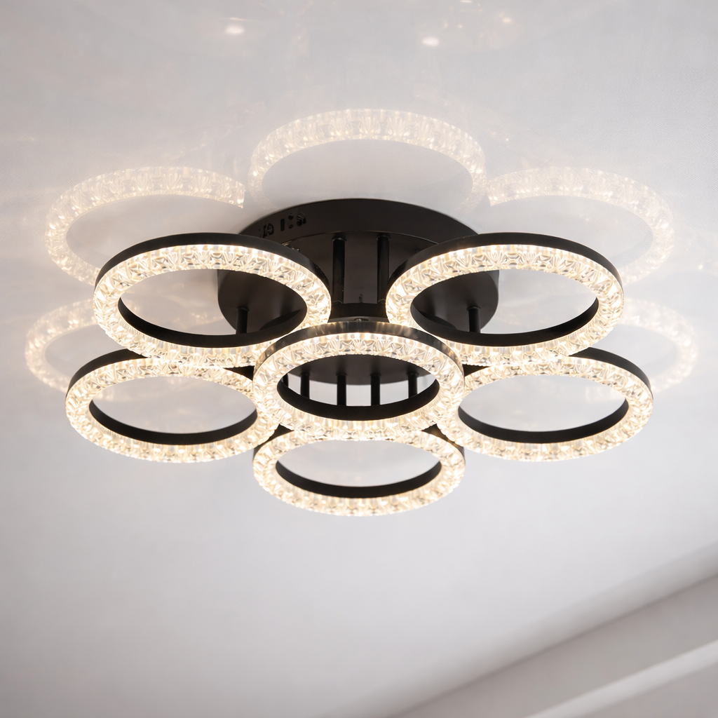 Світлодіодна Led люстра до 25м² круглої форми 133Вт черний корпус (MX4770/5+1BK)