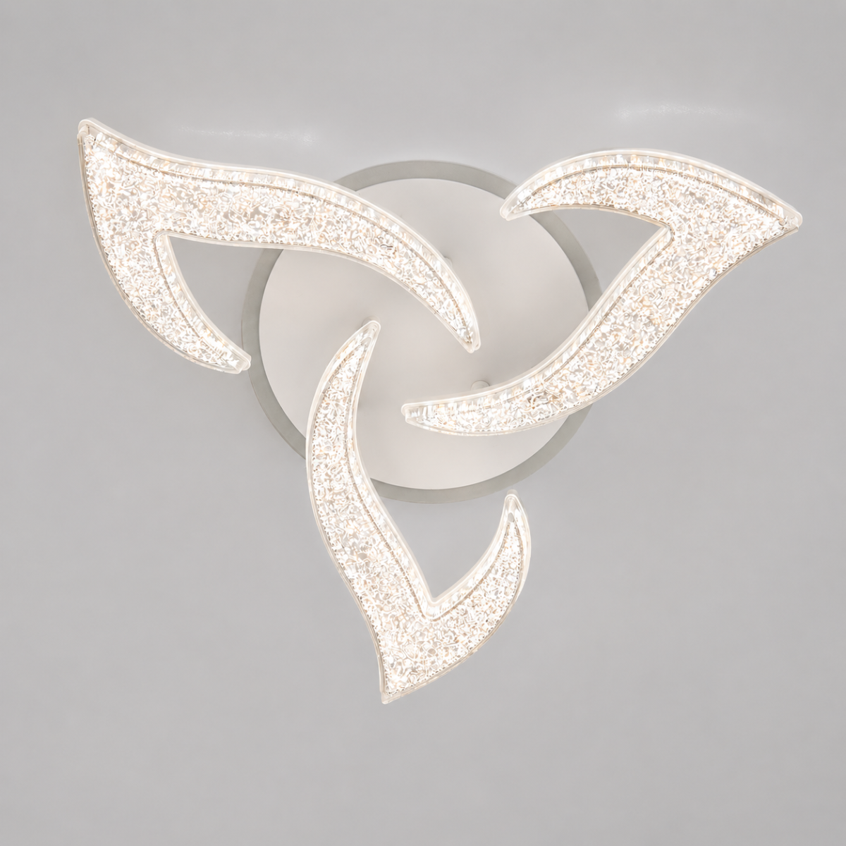 Стильна стельова LED люстра до 15м² з ефектом «кришталевої крихти» та пультом Crystal Wave White (50W)